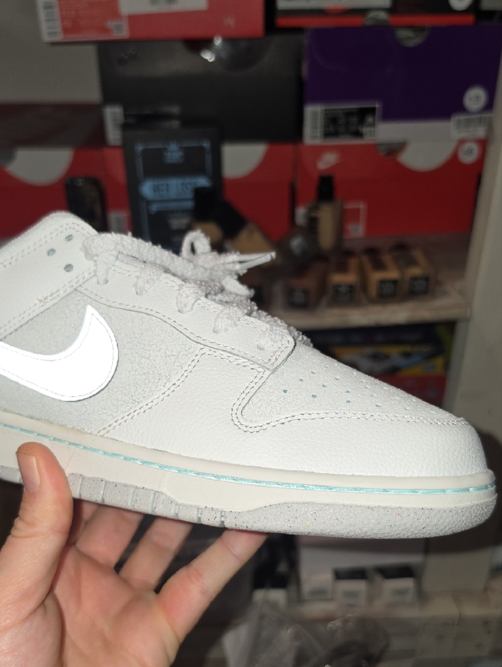 Nike Dunk Low Retro SE in Summit White and Metallic Silver - Picture 4 of 12
